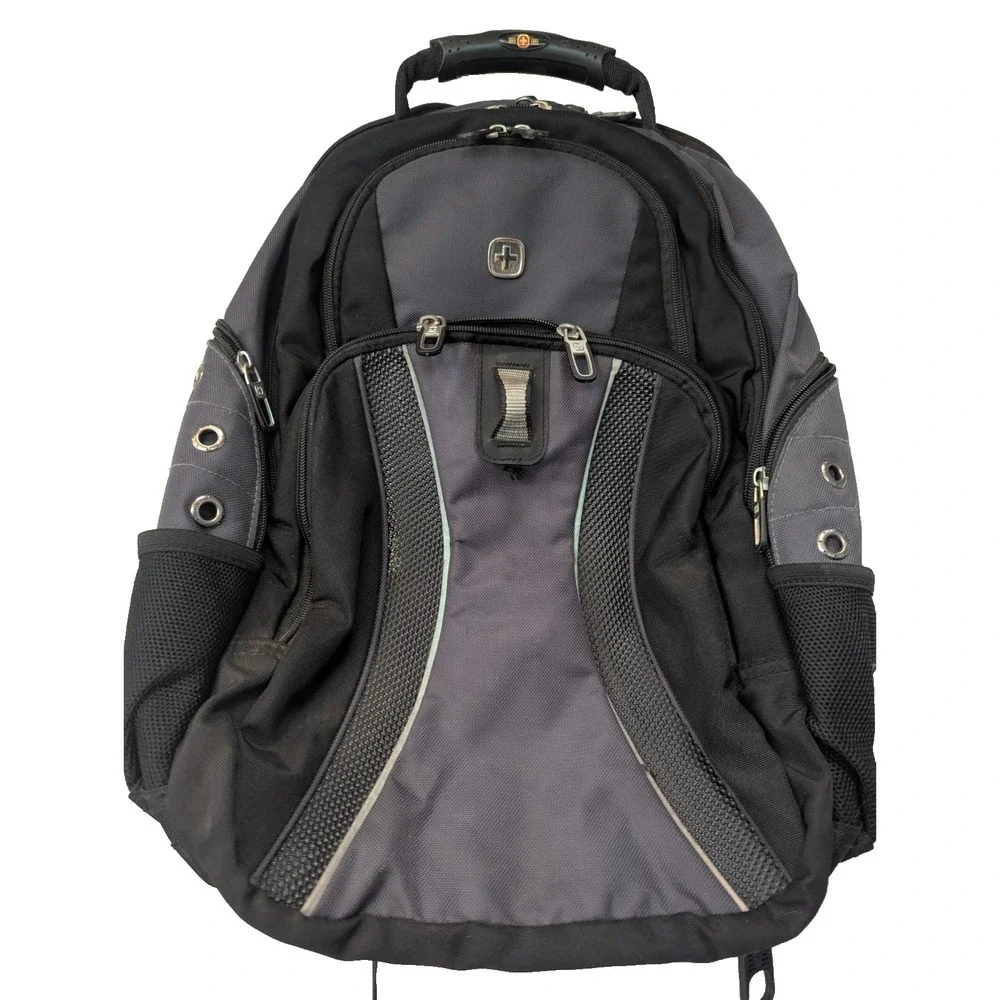 Wenger SWISSGEAR Synergy Laptop Backpack Black Gray Work School Travel Bag